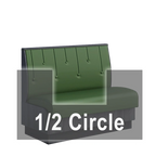 Thumbnail image #1 for ATSMFG ATS AT&S-AHC-KR36-RD GR6 Karender Half Circle Booth, single, 48" x 90" x 48" long x 36" high, Raindrop back, Upholstery and foam fitted over a