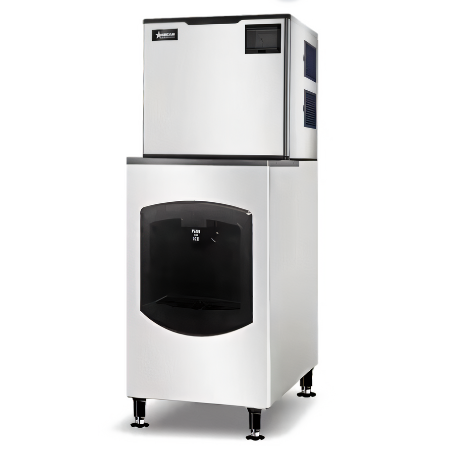 Product image #1 for Omcan Cube-Style Floor Model Ice Maker/Dispenser with 220 lb Built-In Bin and Self-Contained Condenser
