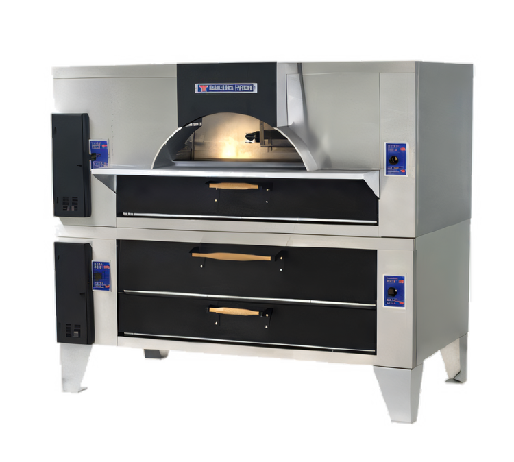 Product image #1 for Bakers Pride IL Forno Classico FC-816/Y-800 Double-Stack Wood Burning Style Gas Pizza Oven with 66-Inch x 44-Inch Ceramic Decks