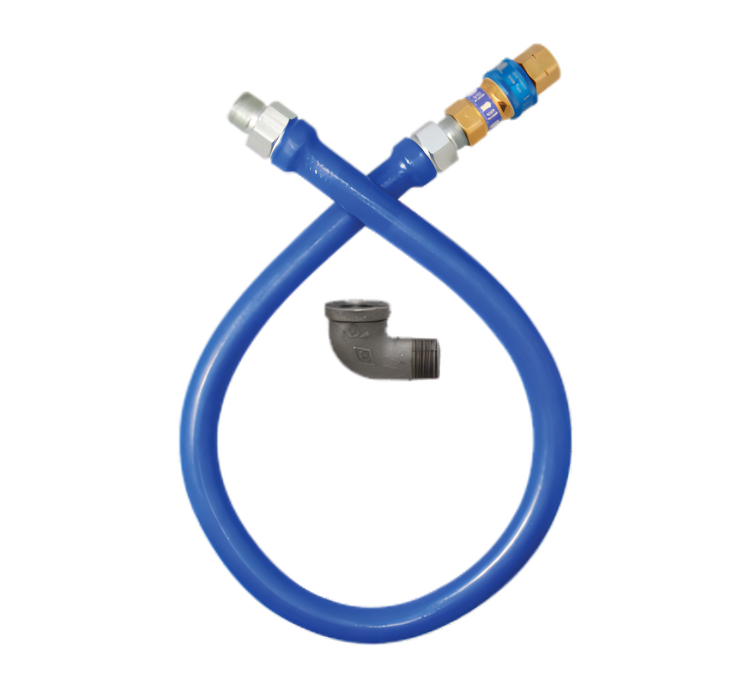 Product image #1 for Dormont Blue Hose 3/4 Inch I.D. x 60 Inch Moveable Gas Connector Hose Assembly with SnapFast Quick-Disconnect and Elbow