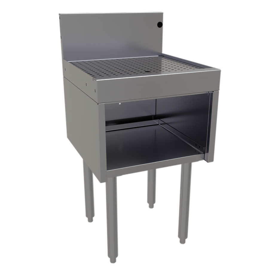 Product image #1 for Glastender Underbar Stainless Steel Drainboard Half Cabinet, Open Front, 18-Inch W x 19-Inch D, No Door
