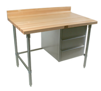 John Boos 60-Inch x 30-Inch Wood Top Bakers' Table with 3 Drawers