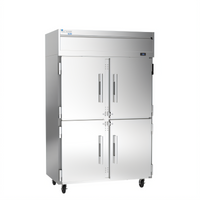 Victory Elite™ V-Core™ 52-Inch Two-Section Reach-In Freezer with Four Half-Height Solid Doors, 45.2 Cu. Ft., Top-Mounted Self-Contained Refrigeration