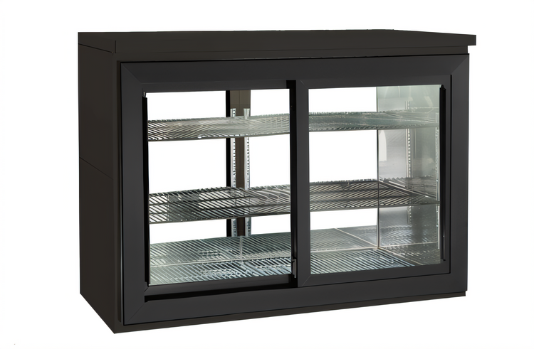Product image #2 for Perlick SDBR48 Two-Section Remote Refrigerated Back Bar Storage Cabinet with Locking Sliding Glass Doors, 48 Inch Wide