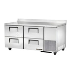 Thumbnail image #1 for True Mfg. - General Foodservice TWT-67D-4-HC 2-Section Deep Worktop Refrigerator with 4 Drawers, Stainless Steel, Self-Contained R290
