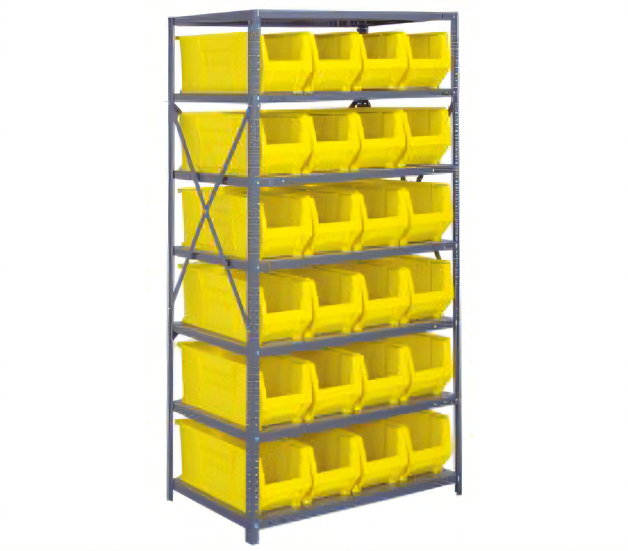 Product image #1 for Quantum Heavy-Duty Stationary Wire Shelving Unit with 8 Shelves and 24 Storage Bins