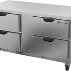 Thumbnail image #1 for Beverage Air WTRD60AHC-4-FLT 60-Inch Two-Section Worktop Refrigerator with 4 Drawers, Flat Stainless Steel Top