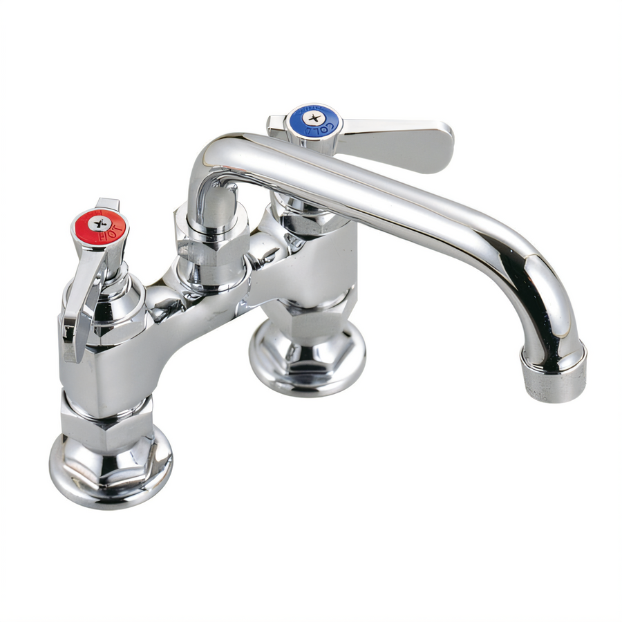 Product image #1 for BK Resources OptiFlow Lead-Free Heavy-Duty Deck Mount Manual Faucet with 12-Inch Swing Spout, 4-Inch Centers
