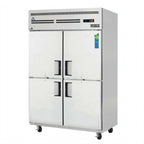 Thumbnail image #1 for Everest Refrigeration ESRH4 Two-Section Reach-In Refrigerator, 48 Cu. Ft., Stainless Steel, Top-Mounted Self-Contained, Four Solid Half Doors