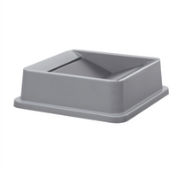 Winco Gray Square Polystyrene Trash Can Lid for PTCS-35G 35-Gallon Can