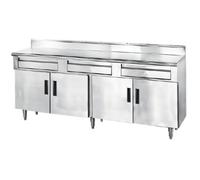 Advance Tabco HDRC-3010 Stainless Steel Enclosed Work Table Storage Cabinet with 4 Drawers, 4-Door Base, 120W x 30D, 14-Gauge 304 Top, 5-Inch Backsplash