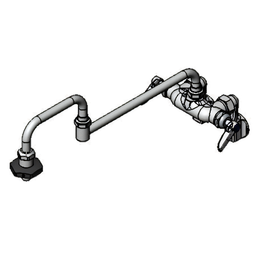 Product image #1 for T&S B-0599-CR Double Pantry Wall-Mount Mixing Faucet: 18-Inch Double-Joint Swing Nozzle, Adjustable 1/2-Inch NPT Inlets