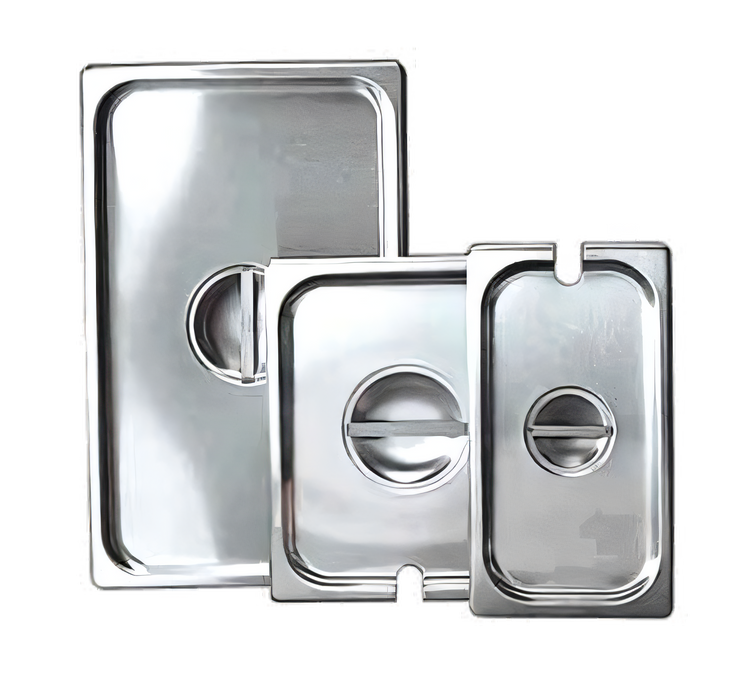 Product image #1 for Full-Size Slotted Flat Stainless Steel Steam Table Pan Cover with Recessed Handle