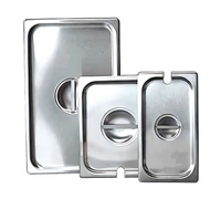 Full-Size Slotted Flat Stainless Steel Steam Table Pan Cover with Recessed Handle