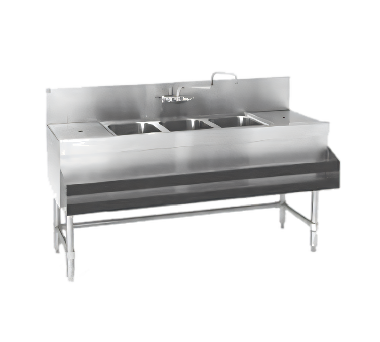 Product image #1 for Eagle Spec-Bar B4-3-L-19 Three-Compartment Underbar Sink — 48 Inches W x 19 Inches D x 37 Inches H (Left Drainboard)