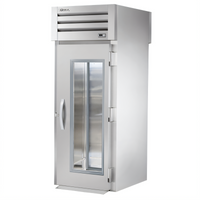 True SPEC SERIES One-Section Roll-Thru Refrigerator with Glass Front and Stainless Rear Swing Door