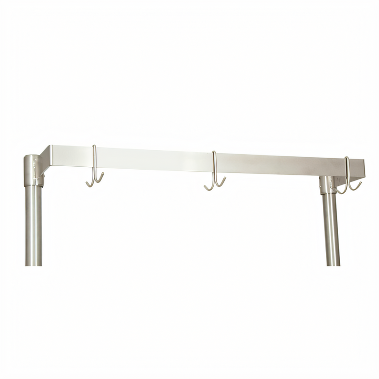 Product image #1 for BK Resources APU-36 Adjustable Table-Mount Single-Bar Pot Rack, 36 Inch Wide x 50 Inch High, Stainless Steel, 6 Hooks