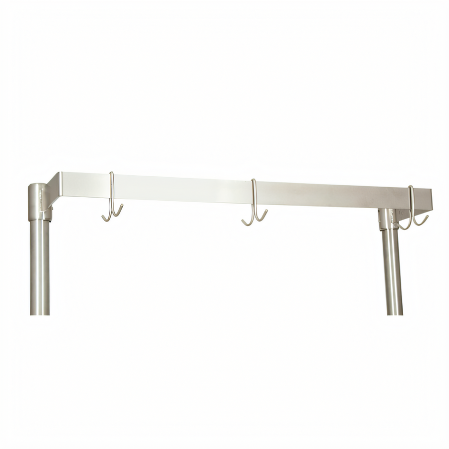 Product image #1 for BK Resources APU-36 Adjustable Table-Mount Single-Bar Pot Rack, 36 Inch Wide x 50 Inch High, Stainless Steel, 6 Hooks