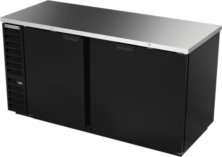 Product image #1 for Beverage-Air BB68HC-B Two-Section Solid Door Back Bar Refrigerator with Stainless Steel Top