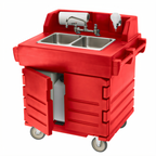 Thumbnail image #2 for Cambro CamKiosk® KSC402158 Mobile Polyethylene Hand Sink Cart, 2-Compartment, 110V, Built-In Hot Water Heater