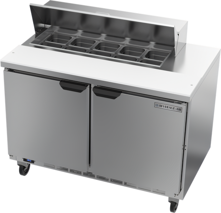 Product image #1 for Beverage-Air SPE48HC-10 Two-Section 48-Inch Sandwich Top Refrigerated Prep Table