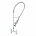 Thumbnail image #1 for T&S Brass EasyInstall 8-Inch Adjustable Centers Deck-Mount Pre-Rinse Unit with Spring Action Gooseneck, 18-Inch Riser, and 44-Inch Hose