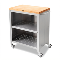 John Boos Formaggio Cart with Removable 1-1/2-Inch Edge Grain Maple Top, Stainless Steel Base and Two Shelves, 30 x 18-1/8 x 36-3/8 Inches