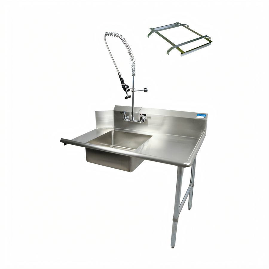 Product image #1 for BK Resources 26" Straight Soiled Dishtable with Pre-Rinse Sink and Faucet, Right-to-Left