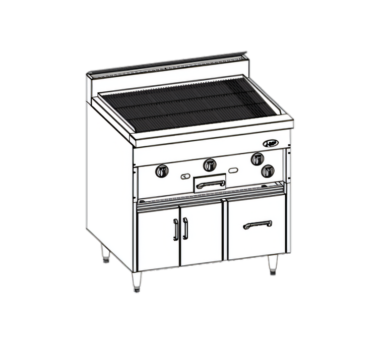 Product image #1 for Bistro 36-Inch Gas Restaurant Range with Chitwood Charbroiler and Cabinet Base