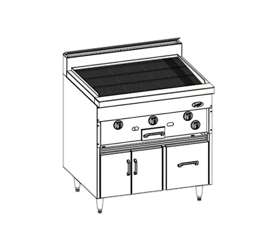 Product image #1 for Bistro 36-Inch Gas Restaurant Range with Chitwood Charbroiler and Cabinet Base