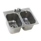 Thumbnail image #1 for Eagle Group SR12-14-9.5-2 Two-Compartment Self-Rimming Drop-In Stainless Steel Sink with Faucet and Basket Drains, 12 x 14 x 9-1/2 in Bowls