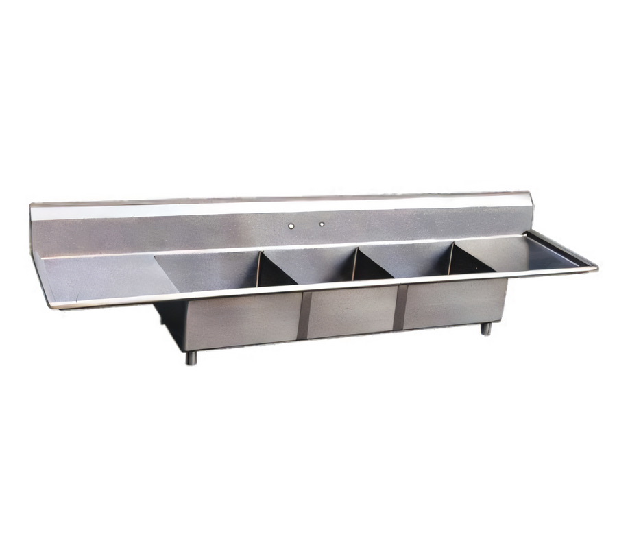 Product image #1 for Omcan USA 3-Compartment 304 Stainless Steel Pot Sink with Left & Right Drainboards, 18 x 18 x 11 Bowls