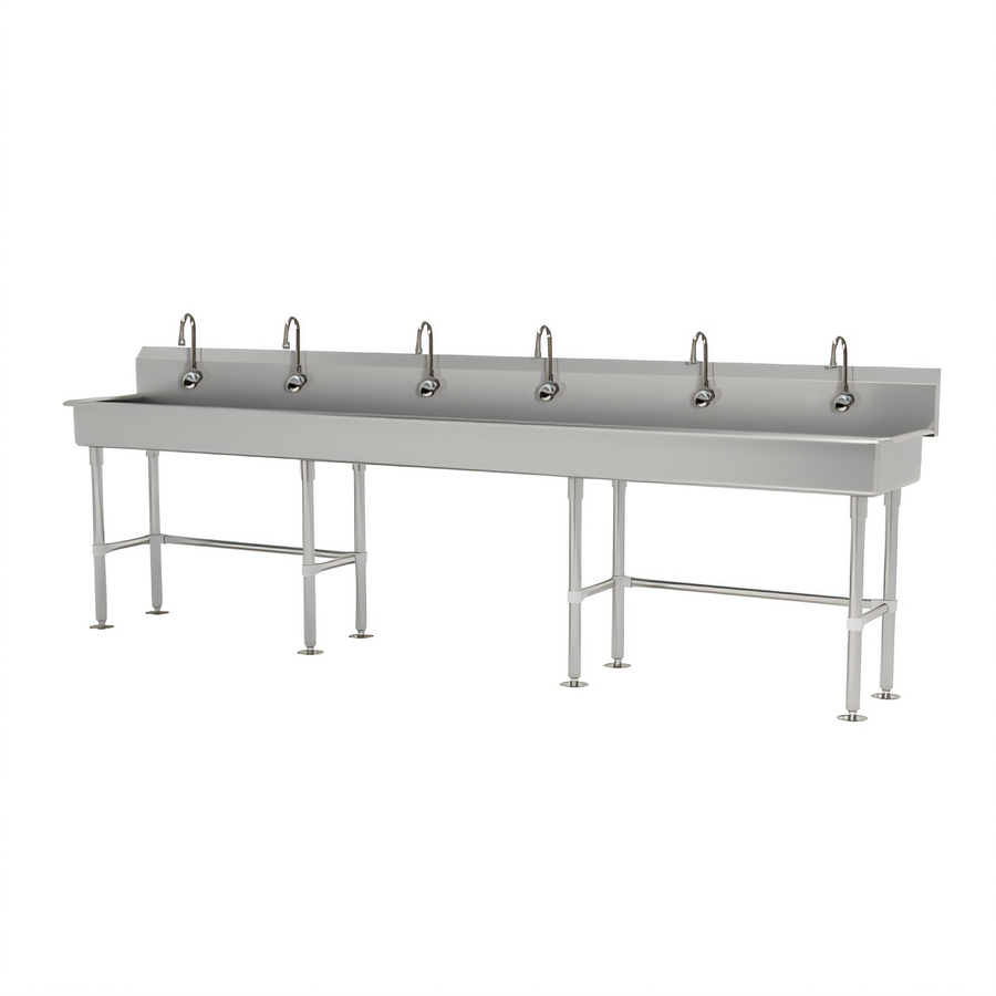 Product image #1 for Advance Tabco 120-Inch Multiwash Freestanding Hand Sink with 6 Electronic Faucets