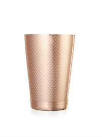 Barfly Diamond Lattice 18 oz Copper-Plated Stainless Steel Cocktail Shaker with Capped Bottom