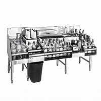 Glastender All-In-One Underbar Ice Bin/Cocktail Station with Blender Shelf, Sink, and Speed Rail, 60 Inch, 125 lb Ice Capacity
