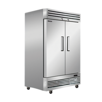 Juneau 54-Inch Two-Section Reach-In Refrigerator, Bottom Mount, Solid Hinged Doors
