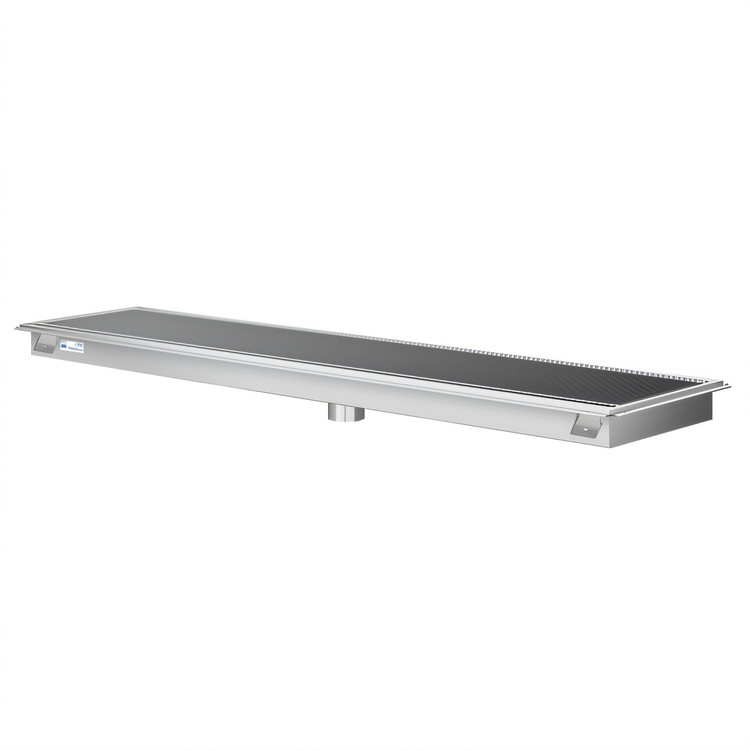Product image #1 for KoolMore 18-Inch x 48-Inch Stainless Steel Floor Trough Drain with Subway-Style Grates and Removable Basket