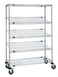 Quantum Mobile Wire Shelving Cart, 48 x 18 x 63 Inches, 5-Shelf, Chrome-Plated