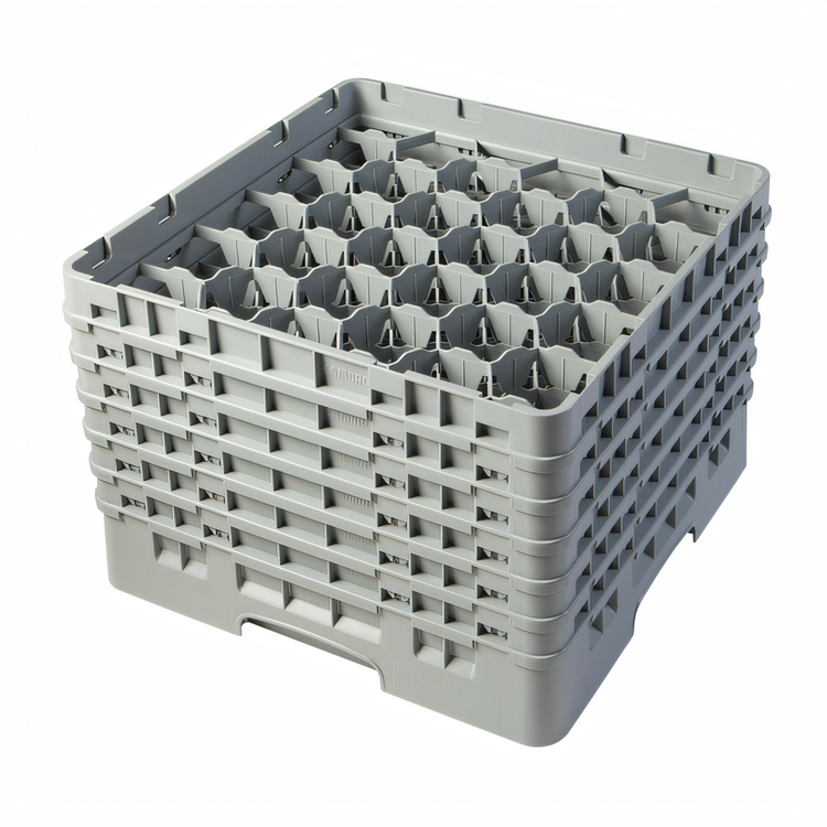 Product image #2 for Cambro Camrack Full-Size 30-Compartment Glass Rack with 6 Soft Gray Extenders