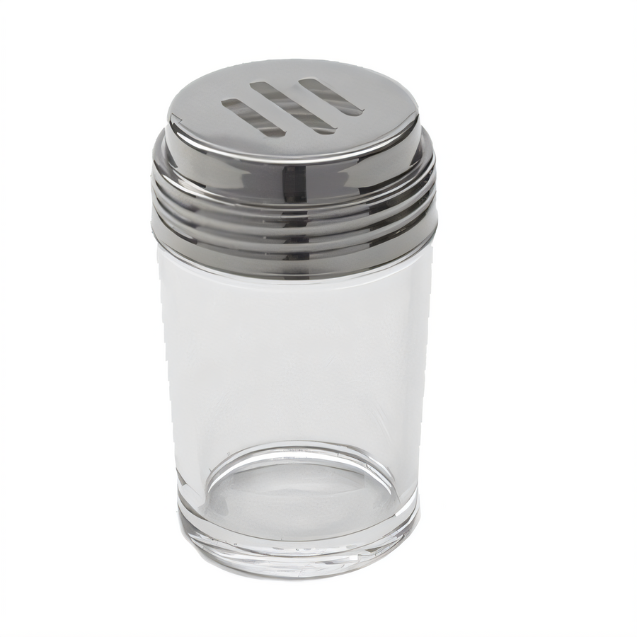 Product image #1 for American Metalcraft 6 oz Contemporary Clear Glass Spice Shaker with Slotted Stainless Steel Top