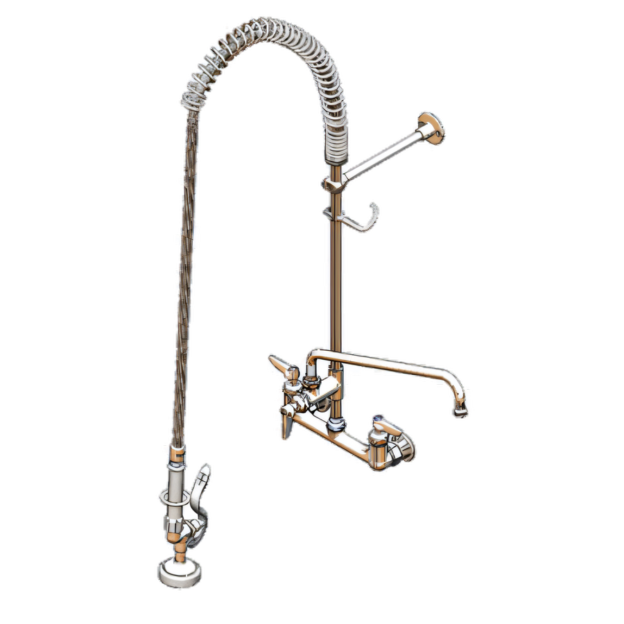 Product image #1 for T&S Brass EasyInstall Wall-Mount Pre-Rinse Unit with Add-On Faucet, 14-Inch Swing Nozzle, and 1.15 GPM Spray Valve