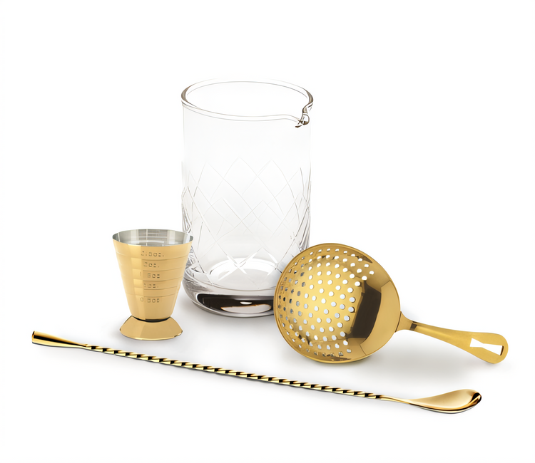Product image #1 for Barfly 4-Piece Gold-Plated Cocktail Mixing Set with 17 oz Mixing Glass