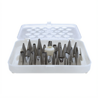 Winco 26-Piece Stainless Steel Cream Nozzle Set with Storage Box