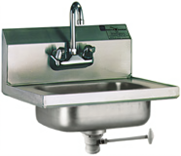 Product image #1 for Eagle Group HSA-10-FL-1X Wall-Mounted 304 Stainless Steel Hand Sink with Splash-Mounted Gooseneck Faucet and Lever Drain, 14 x 10 x 5 Inch Bowl