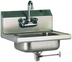 Thumbnail image #1 for Eagle Group HSA-10-FL-1X Wall-Mounted 304 Stainless Steel Hand Sink with Splash-Mounted Gooseneck Faucet and Lever Drain, 14 x 10 x 5 Inch Bowl