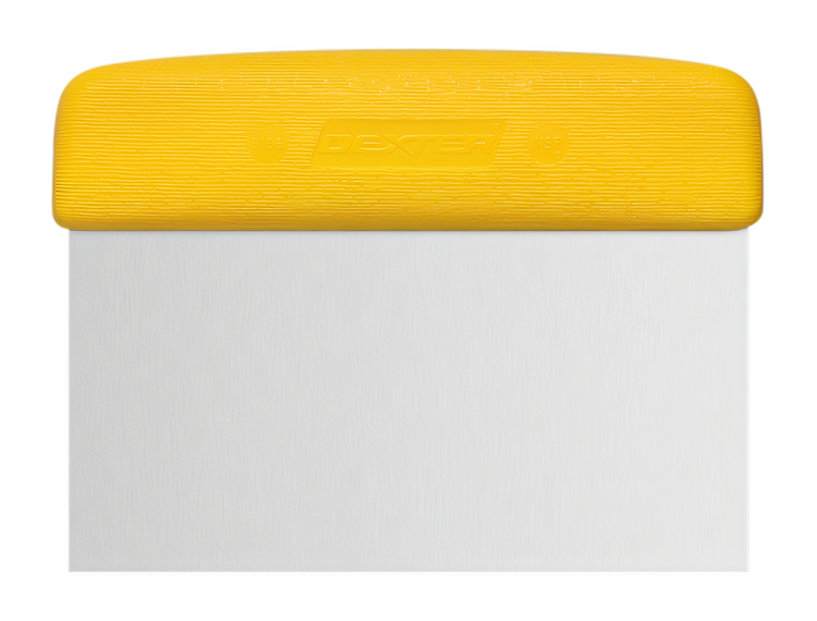 Product image #2 for Sani-Safe Yellow Dough Cutter/Scraper with 6 x 3 Inch Stainless Steel Blade