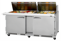 Turbo Air PRO Series 72-5/8-Inch Front-Breathing Mega Top Sandwich/Salad Prep Table, 2-Section, 30-Pan, Stainless Steel