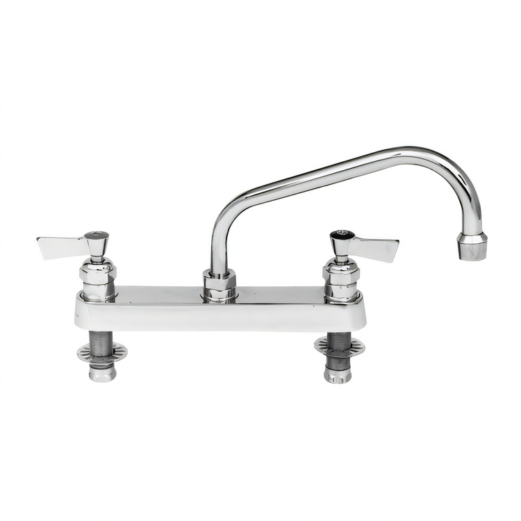 Product image #1 for Fisher Stainless Steel Deck-Mount Manual Faucet with 12-Inch Swing Spout, 8-Inch Centers