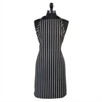Mercer Culinary Genesis No-Pocket Bib Apron, Black with White Chalk Stripe, Adjustable Neck Strap, 33 x 23 Inches