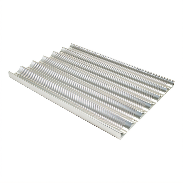 Product image #1 for Winco 6-Slot Perforated Aluminum Baguette Pan, 18 x 26 x 1 Inch